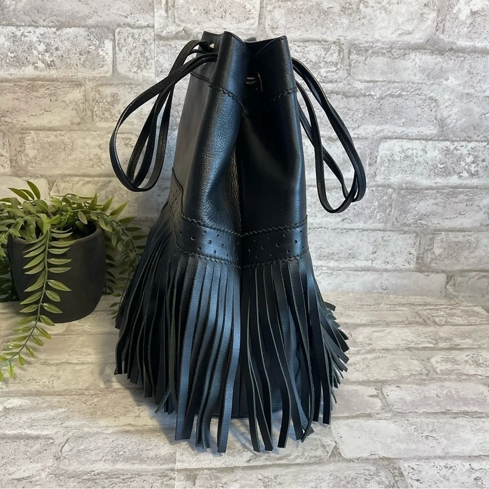 J&M DAVIDSON Rio 07314/141 Women's Leather Shoulder Bag Boho Bohemian Black‎
